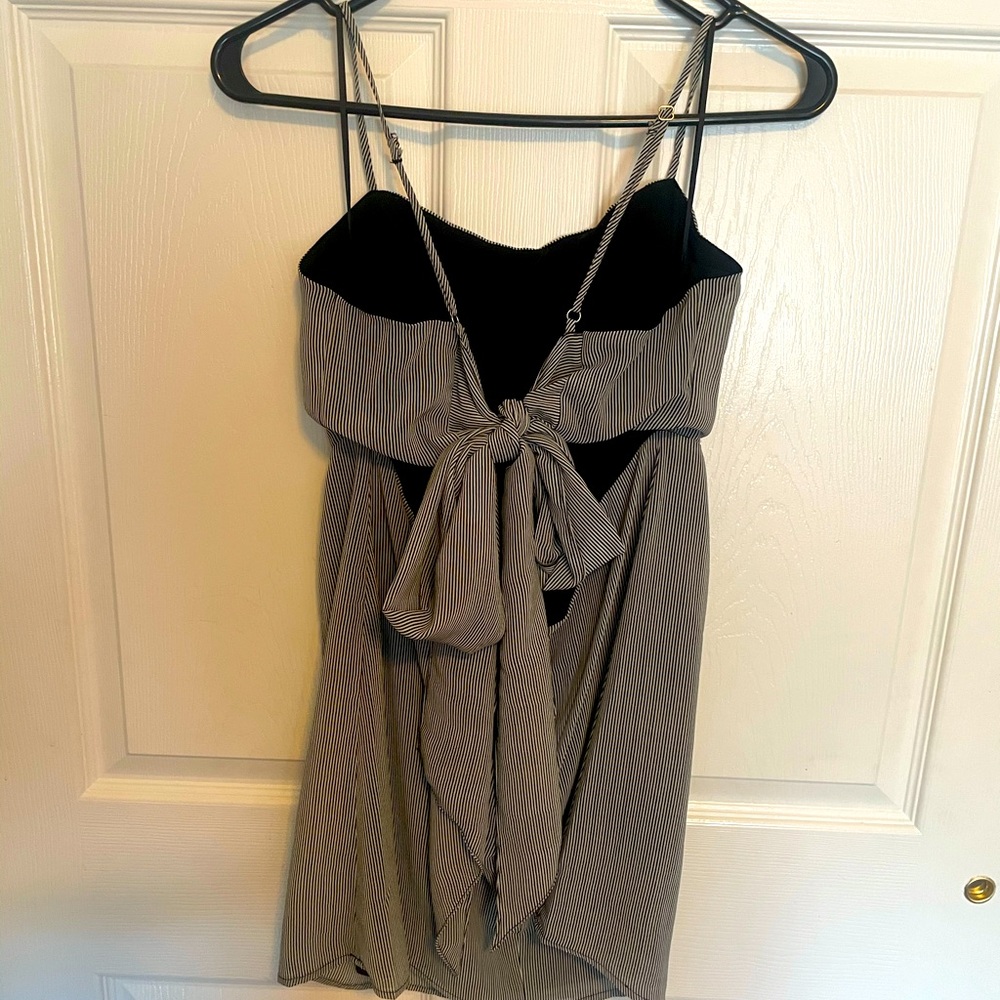 Mini grey and white striped summer dress